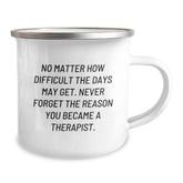Funny Therapist Gifts from Friends, Unique Camping Mugs for Therapist Graduation, Inspirational Quote, 12 oz Stainless Steel, Hand Wash Only, Permanent Printing - Image 2